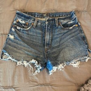 A&F dark wash high rise shorts